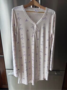 Disney Cream Long Sleeve Nightshirt with Lavender Print Castle M